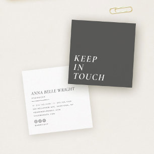 Elegant   Minimalist Modern Typography Simple Grey Square Business Card