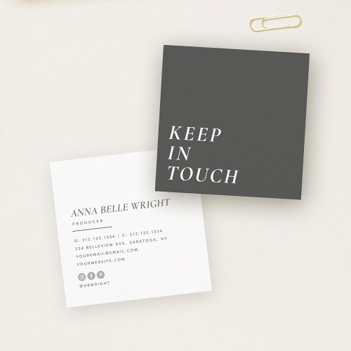 Elegant  Minimalist Modern Typography Simple Grey Square Business Card