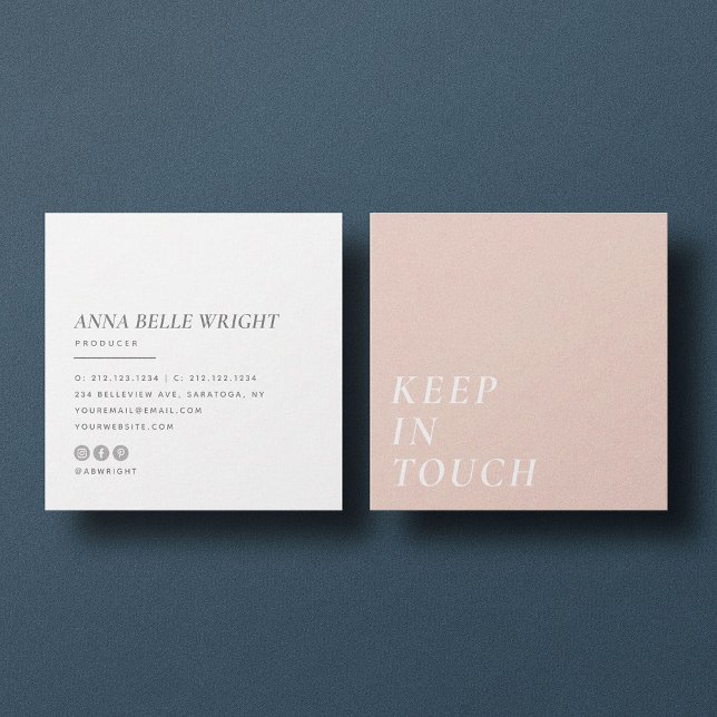 Elegant | Minimalist Modern Typography Simple Pink Square Business Card (Creator Uploaded)