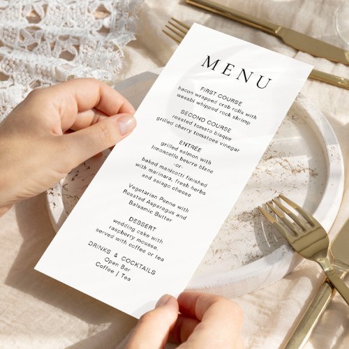 Elegant Minimalist Modern Wedding Dinner Menu