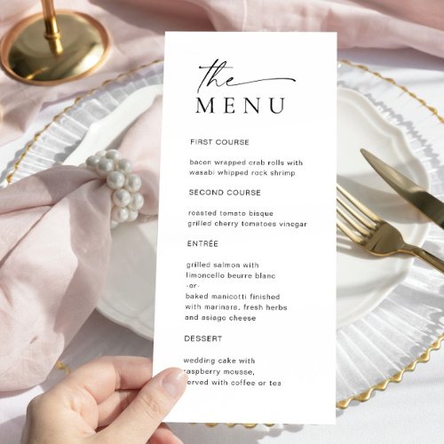 Elegant Minimalist Modern Wedding Dinner Menu