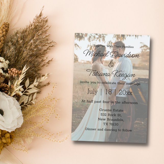 elegant minimalist modern wedding faded photo  invitation (Creator Uploaded)