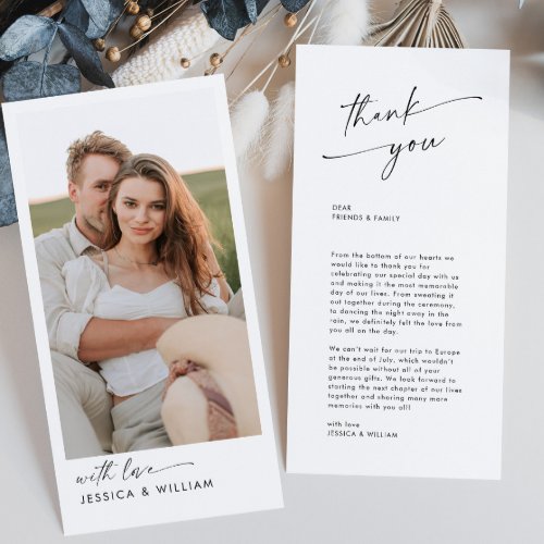 Elegant Minimalist Modern Wedding Photo Thank You Card