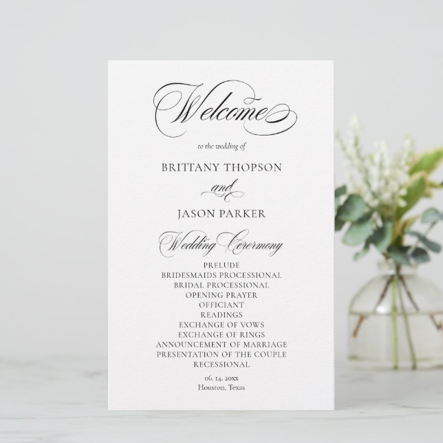 Elegant Minimalist modern Wedding Program (Standing Front)