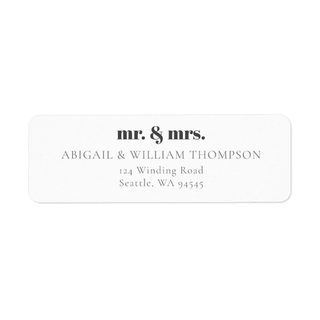 Elegant Minimalist Modern Wedding Return Address Label (Front)