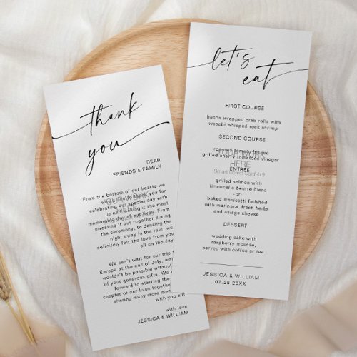 Elegant Minimalist Modern Wedding Thank You Menu