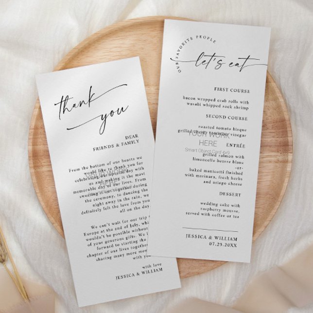 Elegant Minimalist Modern Wedding Thank You Menu (Creator Uploaded)
