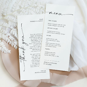 Elegant Minimalist Modern Wedding Thank You Menu