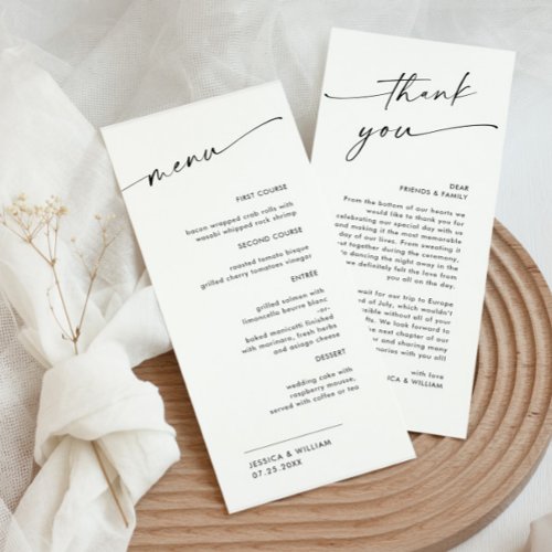 Elegant Minimalist Modern Wedding Thank You Menu