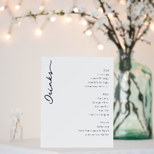 Elegant Minimalist Monochromatic Menu Card Foam Board