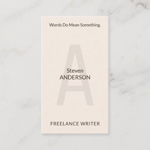 Elegant minimalist monogram background tan business card