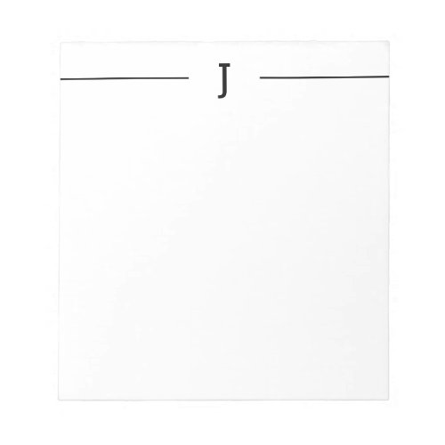 Elegant Minimalist Monogram Black White Notepad