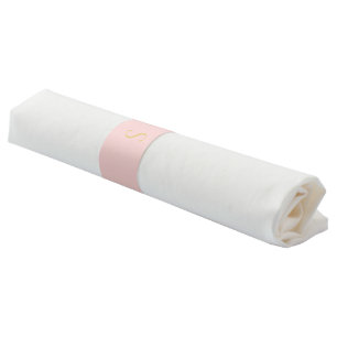 Elegant Minimalist Monogram Blush & Gold Napkin Bands