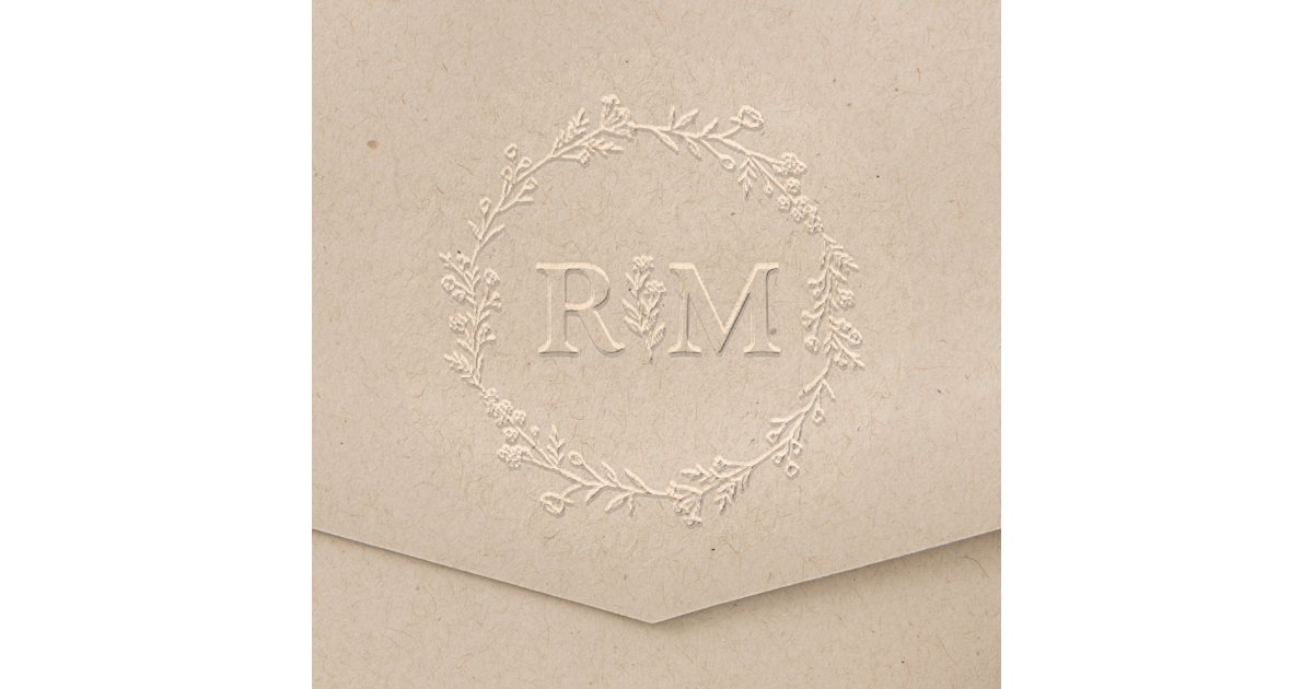elegant minimalist monogram botanical wedding embosser | Zazzle