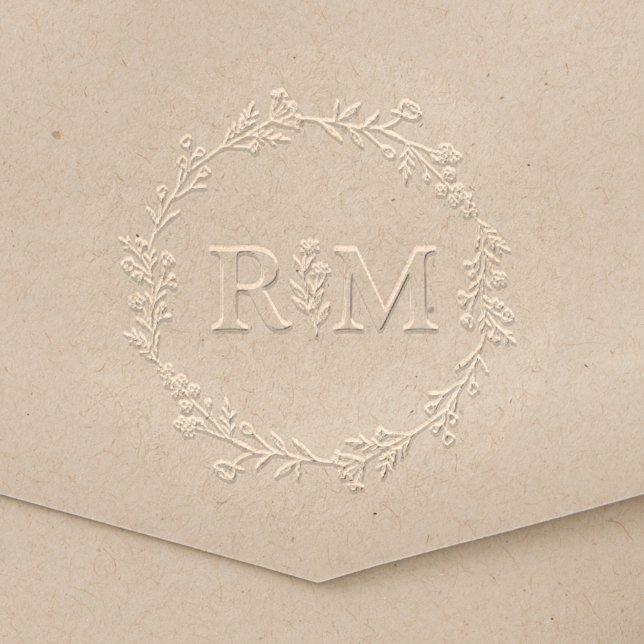 elegant minimalist monogram botanical wedding embosser (Creator Uploaded)