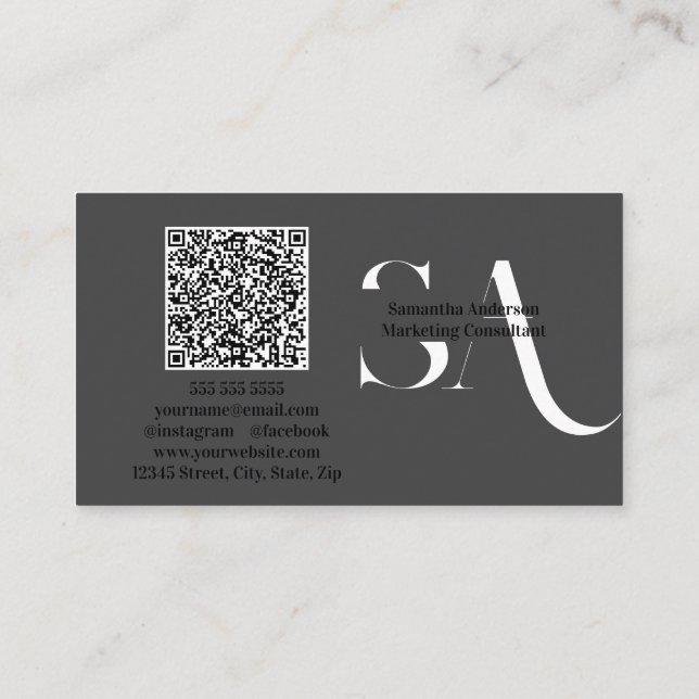 Elegant Minimalist Monogram Business Card | Custom (Back)