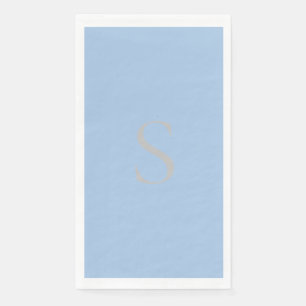 Elegant Minimalist Monogram Dusty Blue & Silver Paper Guest Towels