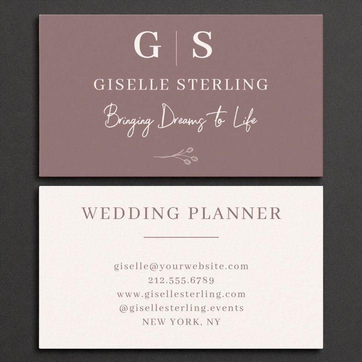 Elegant Minimalist Monogram Dusty Rose Business Card