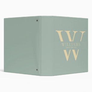 Elegant Minimalist Monogram Family Recipes 3 Ring Binder