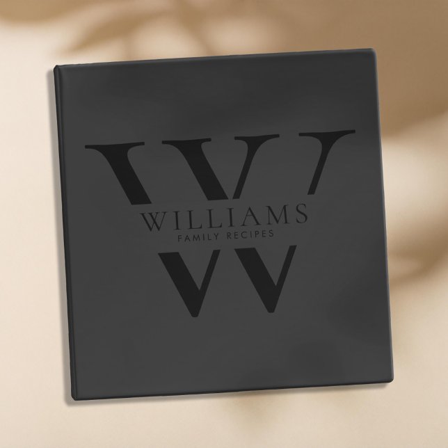Elegant Minimalist Monogram Family Recipes 3 Ring Binder (Creator Uploaded)