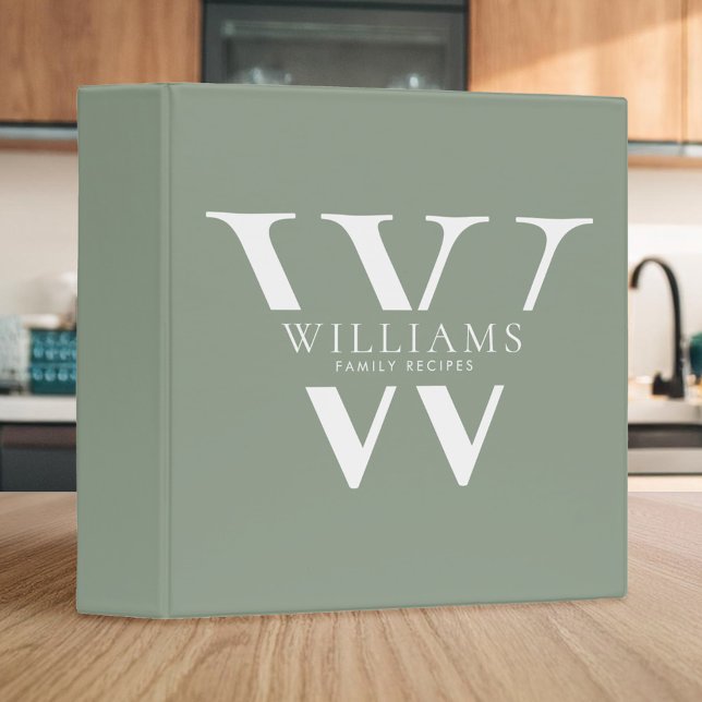 Elegant Minimalist Monogram Family Recipes 3 Ring Binder (Creator Uploaded)