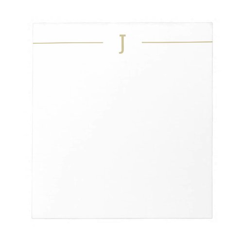 Elegant Minimalist Monogram Gold White Notepad