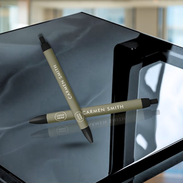 Elegant minimalist Monogram Green Olive with Logo Pen (Creator Uploaded)