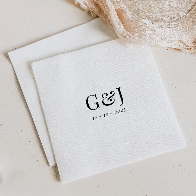 Elegant Minimalist Monogram Initials Wedding Napkins (Creator Uploaded)