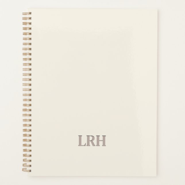 Elegant Minimalist Monogram Ivory Spiral Notebook (Front)