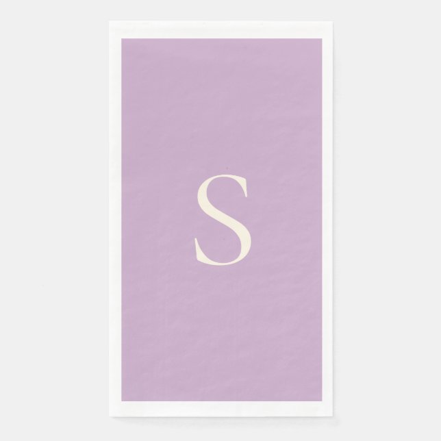 Elegant Minimalist Monogram Mauve & Ivory Paper Guest Towels (Front)