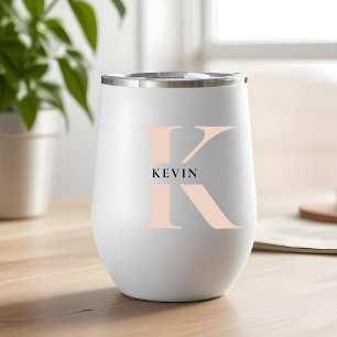 Elegant Minimalist Monogram Name Thermal Wine Tumbler