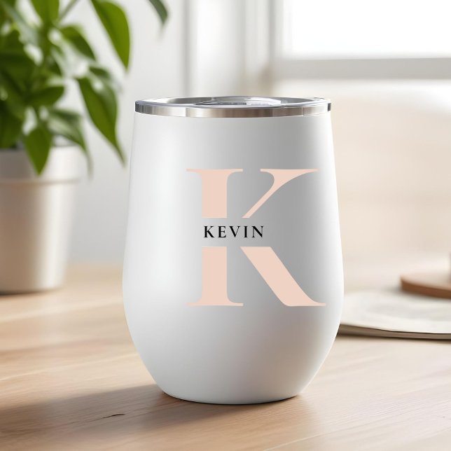Elegant Minimalist Monogram Name Thermal Wine Tumbler (Creator Uploaded)