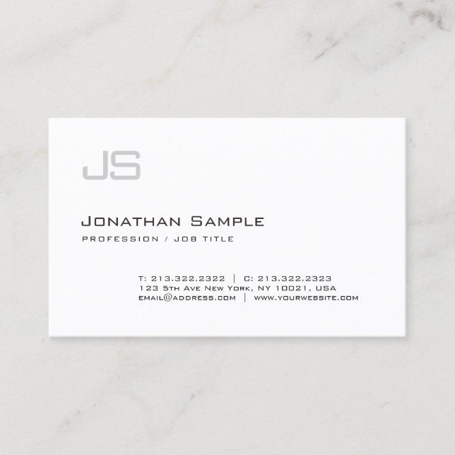 Elegant Minimalist Monogram Professional Modern Business Card (Front)