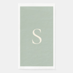 Elegant Minimalist Monogram Sage & Ivory Paper Guest Towels