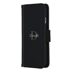 Elegant Minimalist Monogram Script Calligraphy iPhone 8/7 Wallet Case