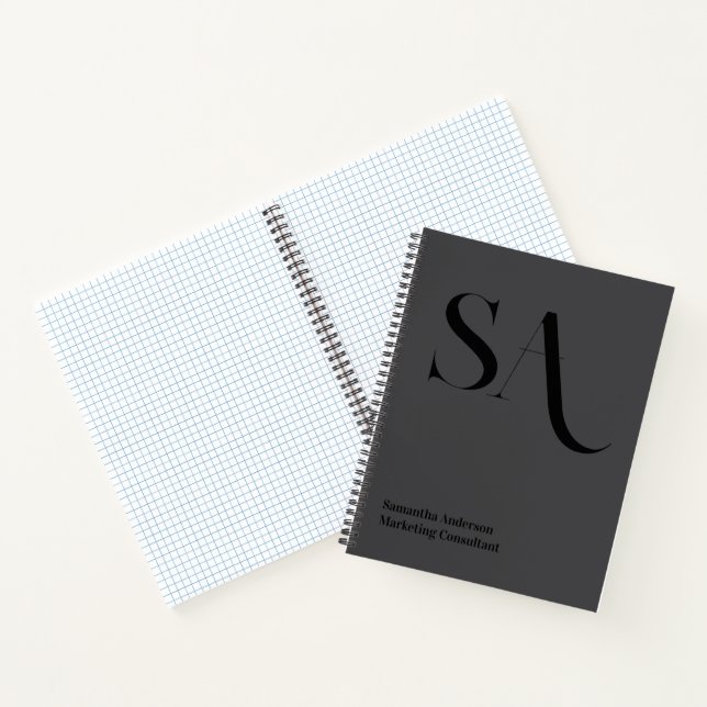 Elegant Minimalist Monogram Spiral Notebook (Inside)