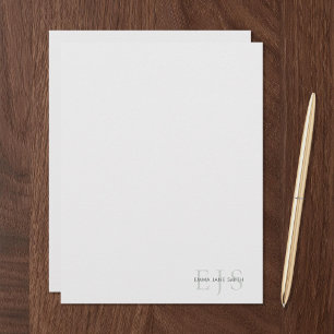 Elegant Minimalist Monogram Stationery Paper