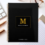 Elegant Minimalist Monogram Text Black Gold Planner<br><div class="desc">Customize the text, and easily create your personalized planner. Click EDIT DESIGN to change the background color or text color. You can TRANSFER this DESIGN to other Zazzle products and adjust it to fit most Zazzle items. Standard Studio designs are made in high-resolution graphics for professional print. Thank you for...</div>