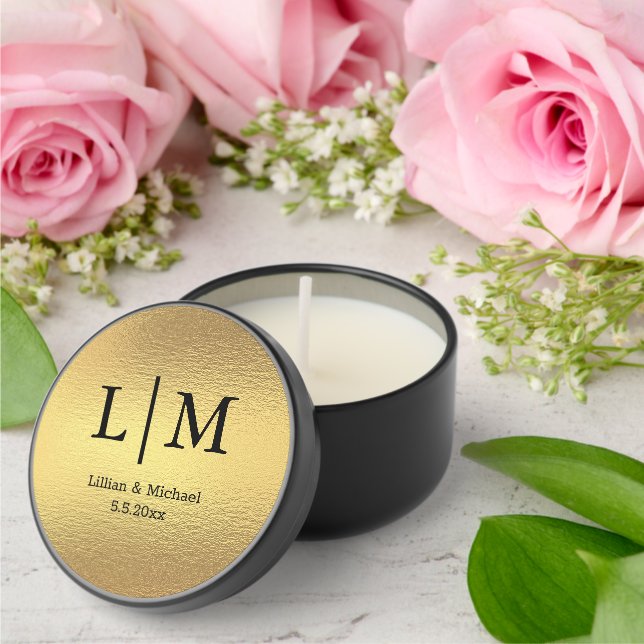 elegant minimalist monogram wedding gold foil mini candle favors (Insitu (Wedding))