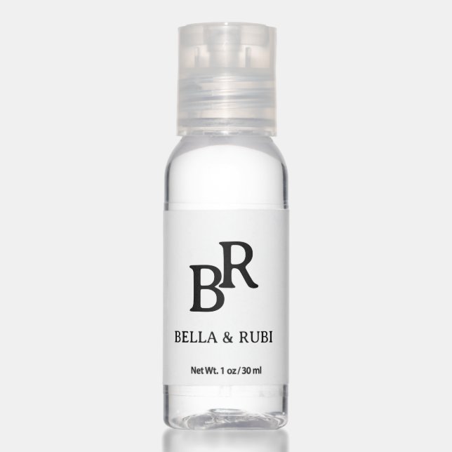 Elegant Minimalist Monogram Wedding Hand Sanitizer (Front)