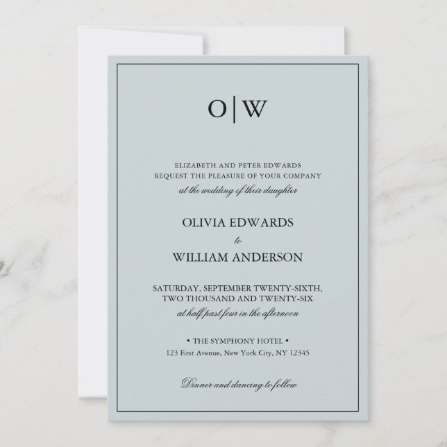 Elegant Minimalist Monogram Wedding Invitation (Front)