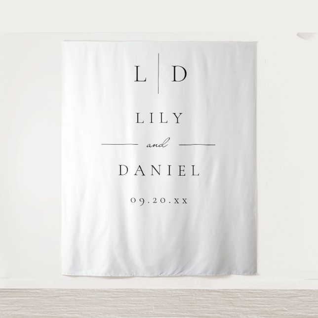 Elegant Minimalist Monogram Wedding Photo Backdrop (Front)