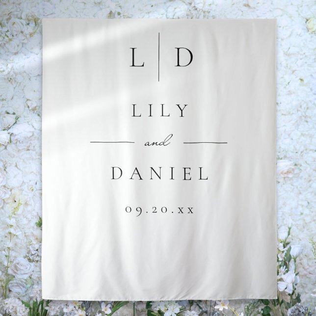 Elegant Minimalist Monogram Wedding Photo Backdrop (Elegant Minimalist Monogram Wedding Photo Backdrop)