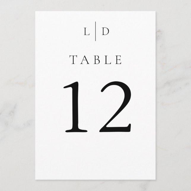 Elegant Minimalist Monogram Wedding Table Numbers (Front)