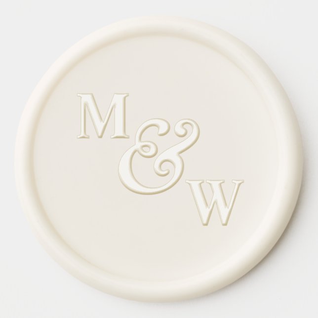 Elegant Minimalist Monogram Wedding Wax Seal Sticker (Front)