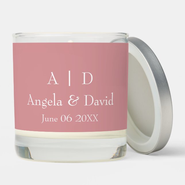 Elegant Minimalist Monogram with Photo Wedding Scented Candle (Lid)