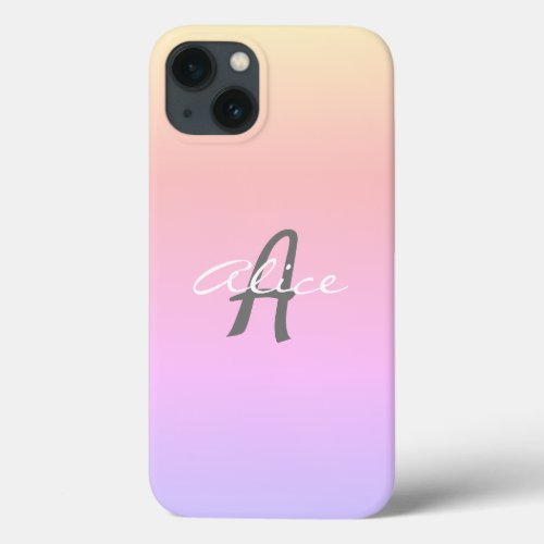 Elegant minimalist monogrammed cute script pink iPhone 13 case