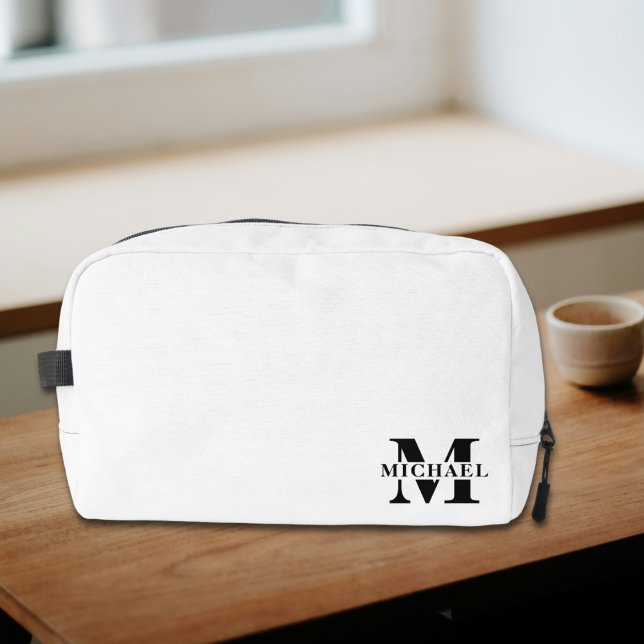 Elegant Minimalist Monogrammed Gift | White Dopp Kit (Creator Uploaded)