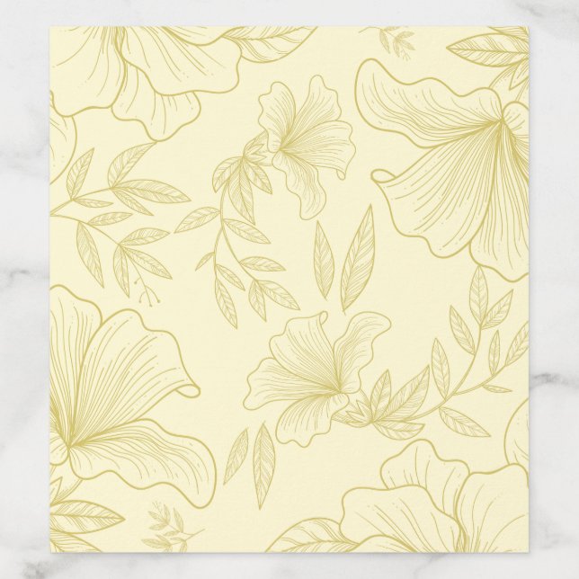 Elegant Minimalist Monotone Floral Wedding Envelope Liner (Design)