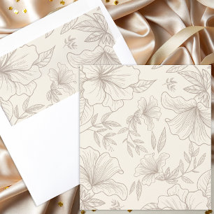 Elegant Minimalist Monotone Floral Wedding Envelope Liner